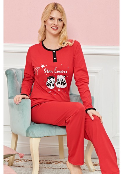 Bayan Uzun Kollu Pijama Takımı Model No 7576