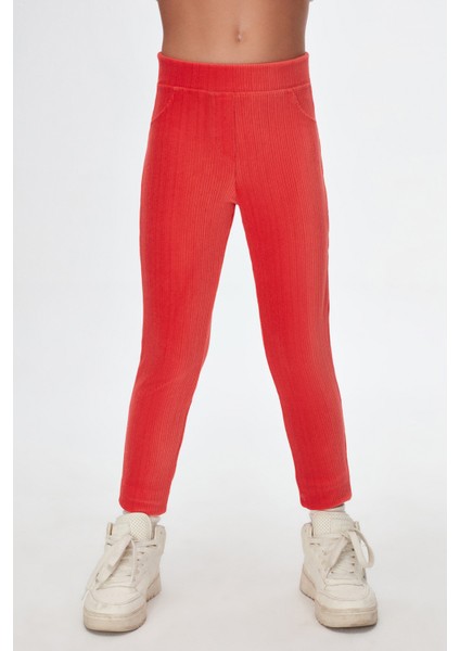 Nar Çiçeği Kız Çocuk Cepli Fitilli Kadife Tayt fiyatları