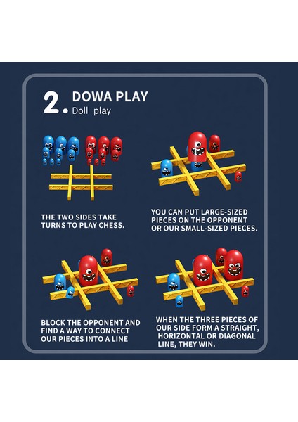 Çocuk Tic-Tac-Toe Matryoshka Bebek Ebeveyn-Çocuk Interaktif Oyuncak (Yurt Dışından)