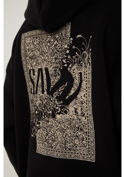 Kapüşonlu Ön Arka Saw Baskı Oversize Erkek Sweatshirt modelleri