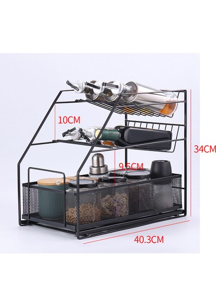 Çok Amaçlı Demir Mutfak Kasesi Üç Katmanlı Depolama Rafı (Yurt Dışından)
