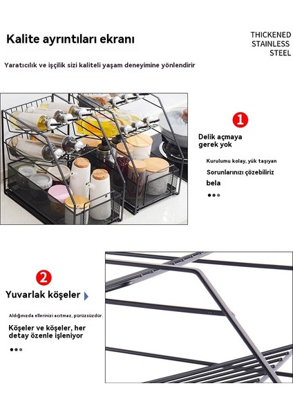 Çok Amaçlı Demir Mutfak Kasesi Üç Katmanlı Depolama Rafı (Yurt Dışından) fırsatları