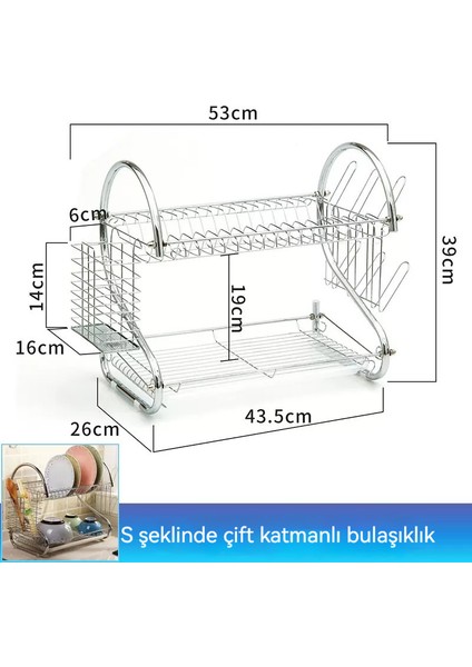 S-Şekilli Mutfak Sofra Takımı Depolama Drenaj Rafı (Yurt Dışından)