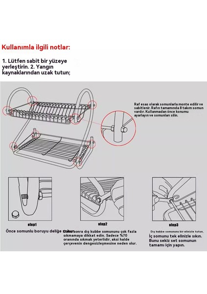 S-Şekilli Mutfak Sofra Takımı Depolama Drenaj Rafı (Yurt Dışından)