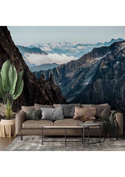 Dağ ve Gökyüzü Bulut Manzaralı Duvar Kağıdı