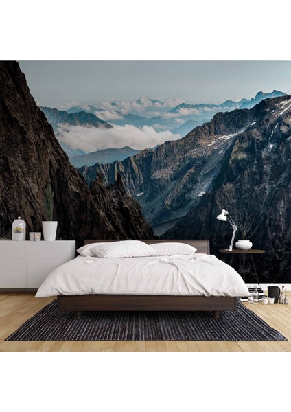 Dağ ve Gökyüzü Bulut Manzaralı Duvar Kağıdı fiyatları