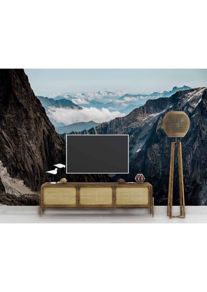 Dağ ve Gökyüzü Bulut Manzaralı Duvar Kağıdı modelleri