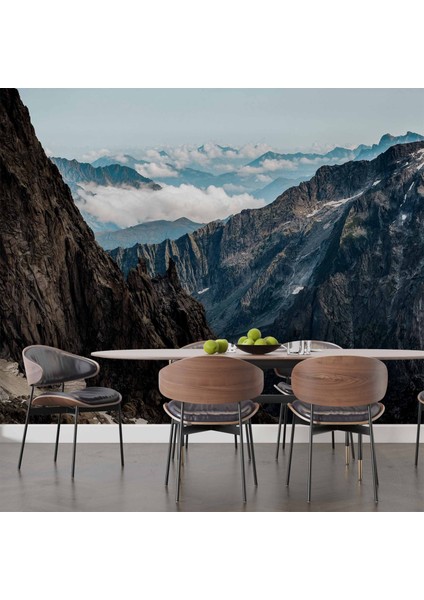 Dağ ve Gökyüzü Bulut Manzaralı Duvar Kağıdı indirimleri