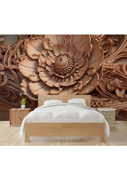 3 Boyutlu Açan Çiçek Figürlü Ağaç Oyma Desenli Duvar Kağıdı fiyatları
