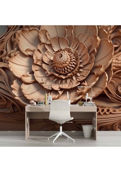 3 Boyutlu Açan Çiçek Figürlü Ağaç Oyma Desenli Duvar Kağıdı fırsatları
