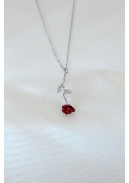 Gümüş Kaplama Kırmızı Gül Figürlü Kadın Kolye - TJ-BKO6441 modelleri