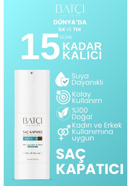 Batçı Hair Ateliler Saç Kapatıcı Dolgunlaştırıcı Sıvı Krem 30 ml 08684172952415, One Size