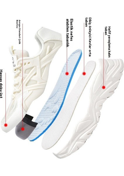 Kadın Hafif Çelik Burunlu Iş Güvenliği Ayakkabısı Darbeye ve Delinmeye Dayanıklı-Bej (Yurt Dışından) modelleri