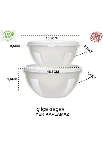 Moon Star Hava Sızdırmaz Ikili Saklama Kabı 1,40+0,75 LITRE-ST-405 indirimleri