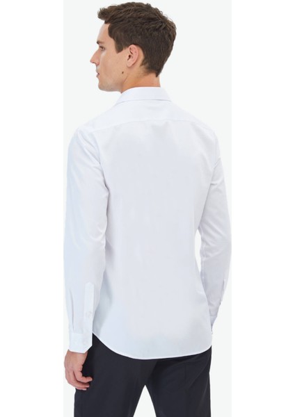 Beyaz Düz Slim Fit Dokuma Klasik %100 Pamuk Gömlek fırsatları