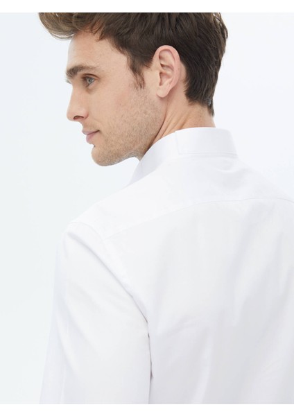 Beyaz Düz Slim Fit Duble Manşet Ata Yaka Smokin Gömlek indirimleri
