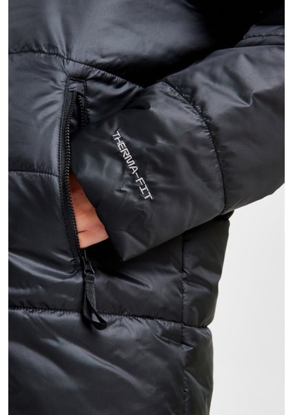 Therma Fit Repel Synthetic Fill Parka Kadın Uzun Midi Kapüşonlu Mont Siyah