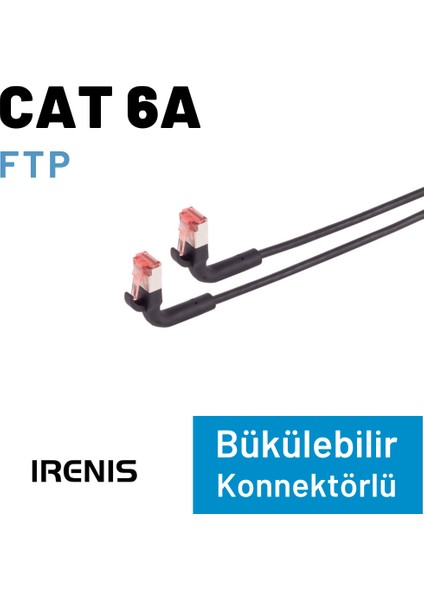 Irenıs 50 cm CAT6A U/ftp 90° Bükülebilir Kablo