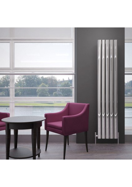 Vesta Dikey Alüminyum Radyatör Modern Tasarım Parlak Eloksal 180X37 cm