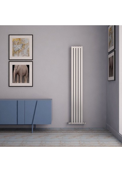 Sarp Dikey Paslanmaz Çelik Radyatör Modern Tasarım Satine 180X26 cm