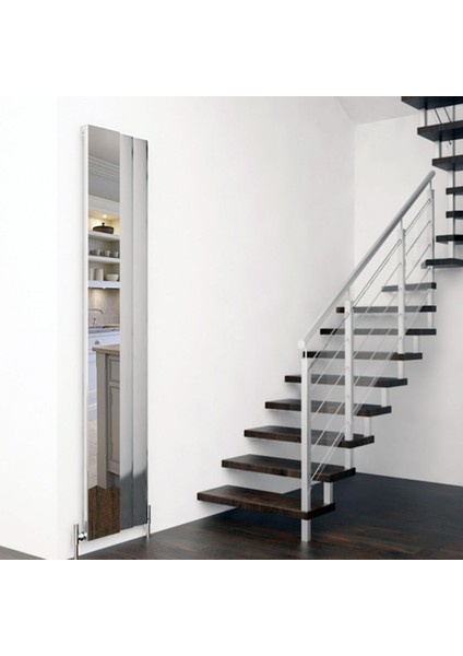 Step Mirror Dikey Alüminyum Radyatör Modern Tasarım Parlak Eloksal 180X37,5 cm
