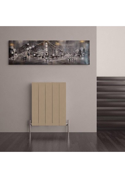 Monza Double (Reverse Side Nemo) Yatay Alüminyum Radyatör Modern Tasarım Latte 60X47 cm