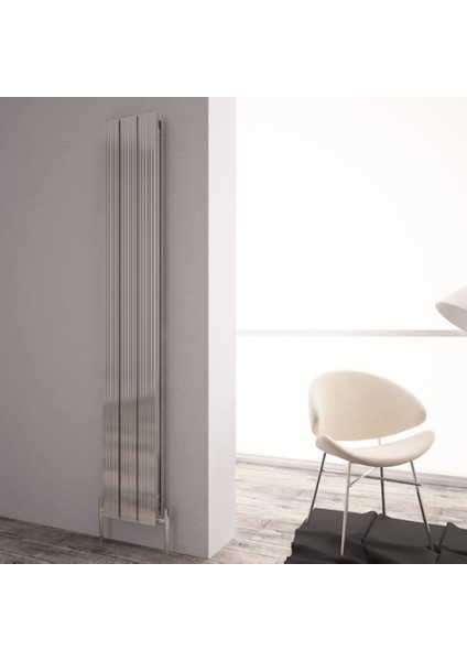 Monza Double (Reverse Side Nemo) Dikey Alüminyum Radyatör Modern Tasarım Parlak Eloksal 180X28 cm