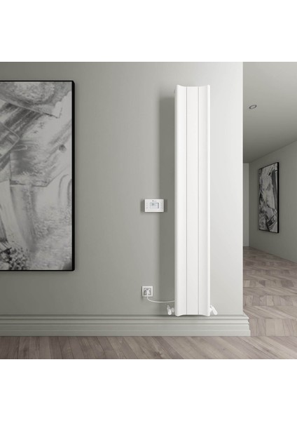Boreas Hybrid B Dikey Elektrikli Radyatör Modern Tasarım Beyaz 180X27,6 cm