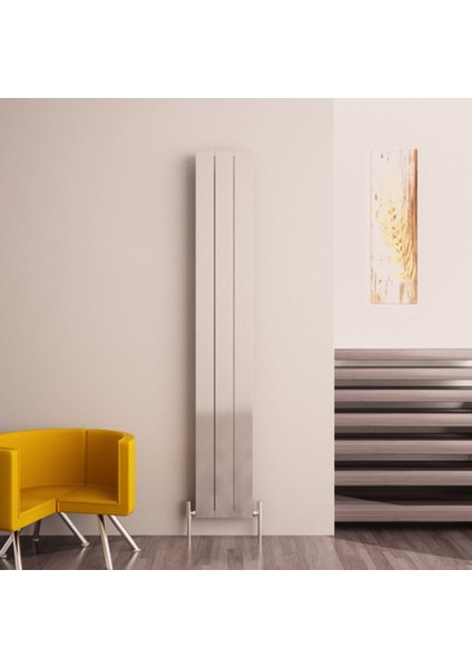 Monza Dikey Alüminyum Radyatör Modern Tasarım Parlak Eloksal 180X28 cm