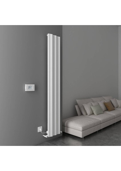 Boreas Hybrid S Dikey Elektrikli Radyatör Modern Tasarım Beyaz 180X27,6 cm
