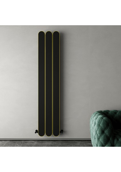 Magico Double Dikey Alüminyum Radyatör Modern Tasarım Siyah 180X37 cm
