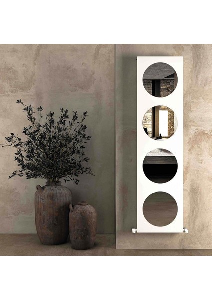 Circles Dikey Alüminyum Radyatör Modern Tasarım Beyaz 180X47 cm