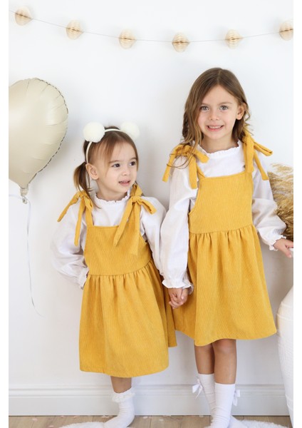 Fitilli Kadife Elbise Ikili Takım