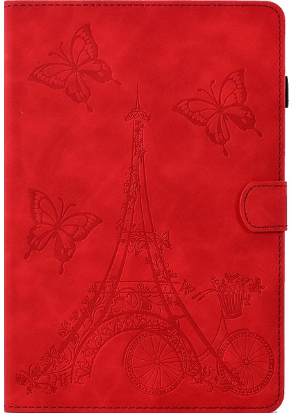 Huawei Mediapad T5 Kırmızı Için Tower Kabartmalı Kılıf (Yurt Dışından)