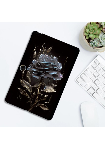 Oppo Pad Neo / Pad Air2 Siyah Gül Için Boyalı Tpu Tablet Kılıfı (Yurt Dışından)