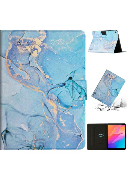 Huawei Matepad T8 Mavi Için Deri Tablet Kılıfı (Yurt Dışından)