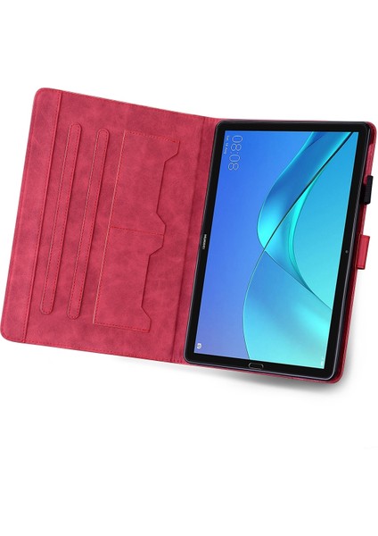 Huawei Mediapad M5 10.8 Kırmızı Için Karikatür Deri Kılıf (Yurt Dışından)