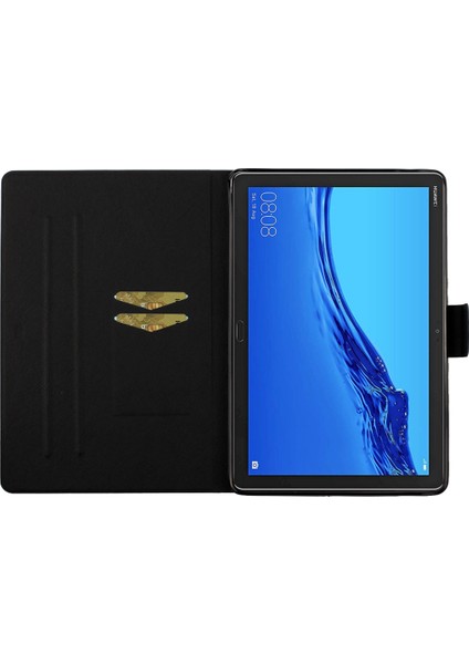 Huawei Mediapad M5 Lite Ayışığı Kedi Deri Tablet Kılıfı (Yurt Dışından)