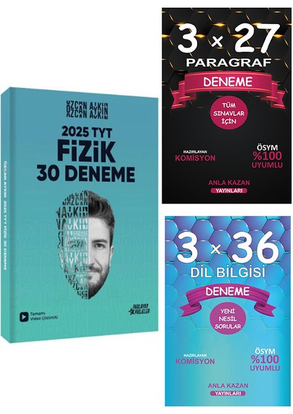 2025 Tyt Fizik Tamamı Video Çözümlü 30 Deneme / Anla Kazan / Dilbilgisi Deneme