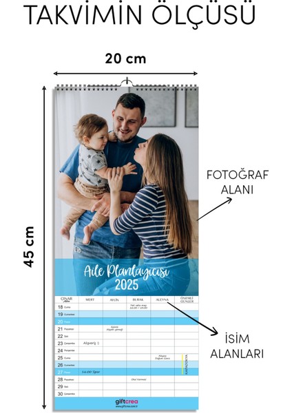 Kişiselleştirilebilir Aile Planlayıcı Takvim - Özelleştirilebilir Fotoğraf Baskılı Planlayıcı Takvim