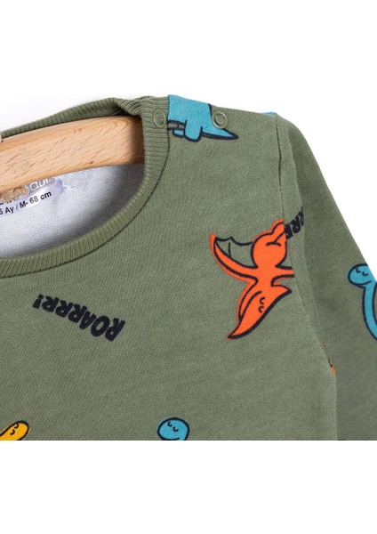 Basic Az Şardonlu Dinozor Desenli Sweatshirt Erkek Bebek fiyatları
