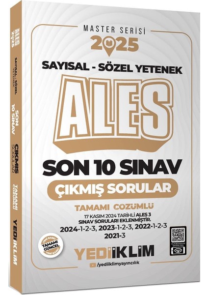 2025 Ales Master Serisi Sayısal Sözel Yetenek Tamamı Çözümlü Son 10 Sınav Çıkmış Sorular