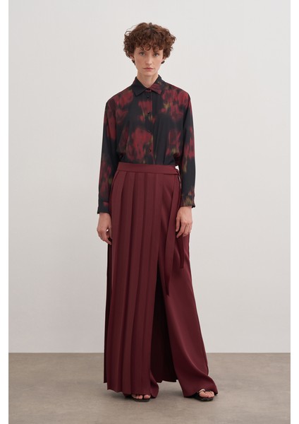 14122111 Bol Paça Düz Renk Pantolon Etek