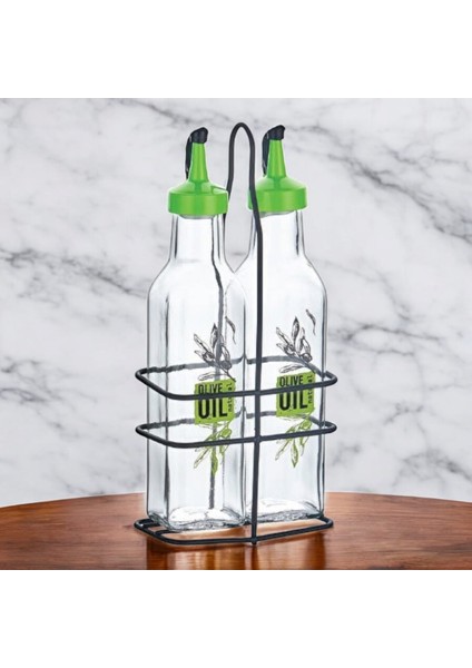 Metal Standlı Perge Kare Yağlık 2li Set 250 cc