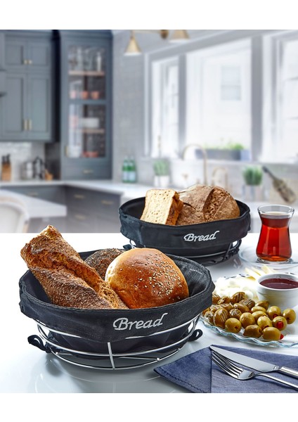Tekli Yuvarlak Bez Ekmek Sepeti