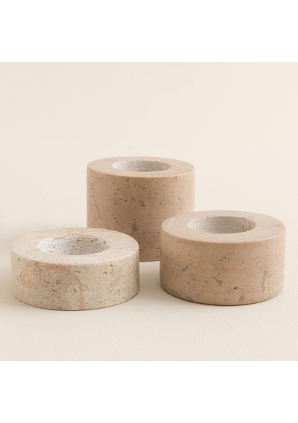 Circle Mermer Mumluk 8x4 cm Natural