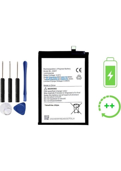 Tecno Spark 10C ile Uyumlu Güclendirilmis Ithal Pil Batarya BL-49ST