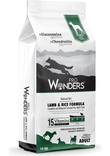 Pro Wonders Kuzu Etli ve Pirinçli 15 kg Premium Köpek Maması