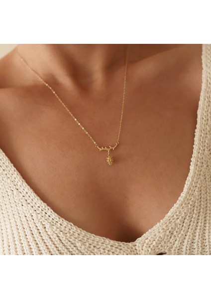 Dalda Kozalak Altın Kolye