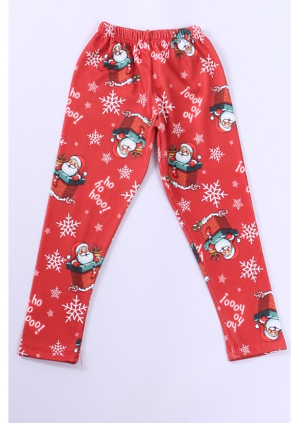 Kız Çocuk Yılbaşı Tayt Noel Baba Baskılı E31